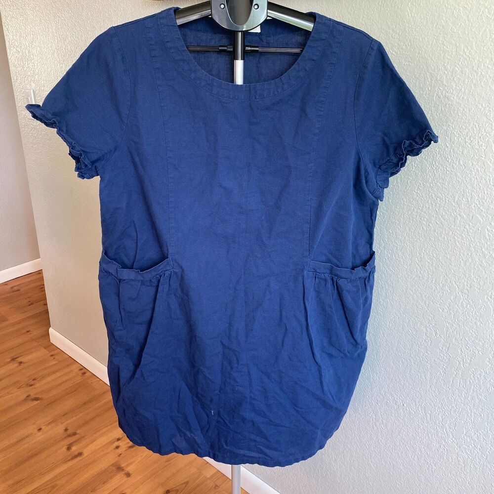 Grae Cove Linen Cotton Blend Prairie Crunchy Natural Granola Dress Ruffle XL